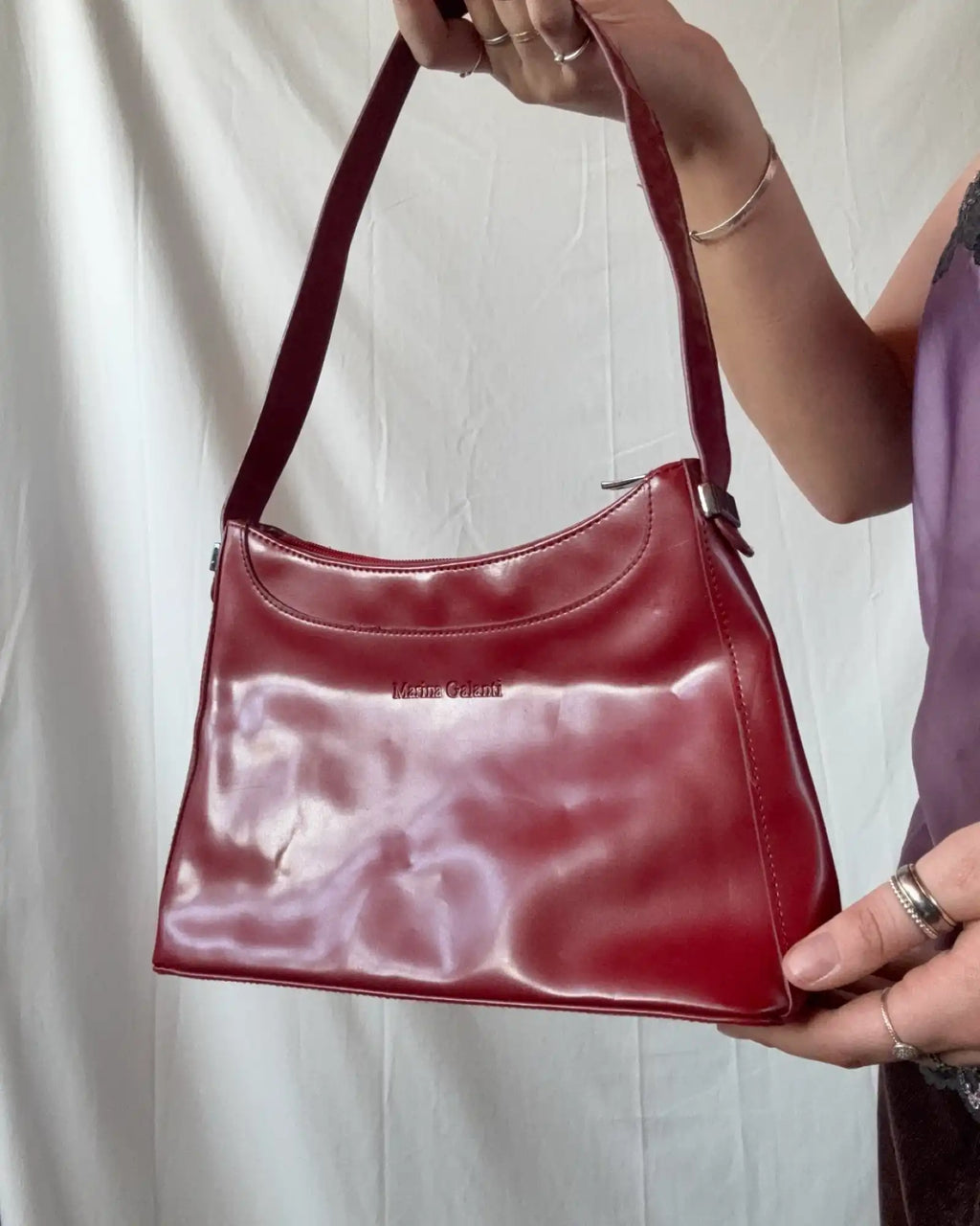 Faux Leather Red Shoulder Bag