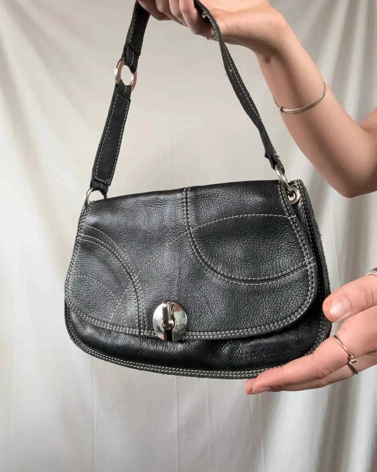 Black Leather Shoulder Bag