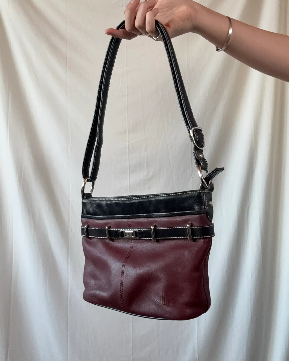 Burgandy and Black Hand Bag