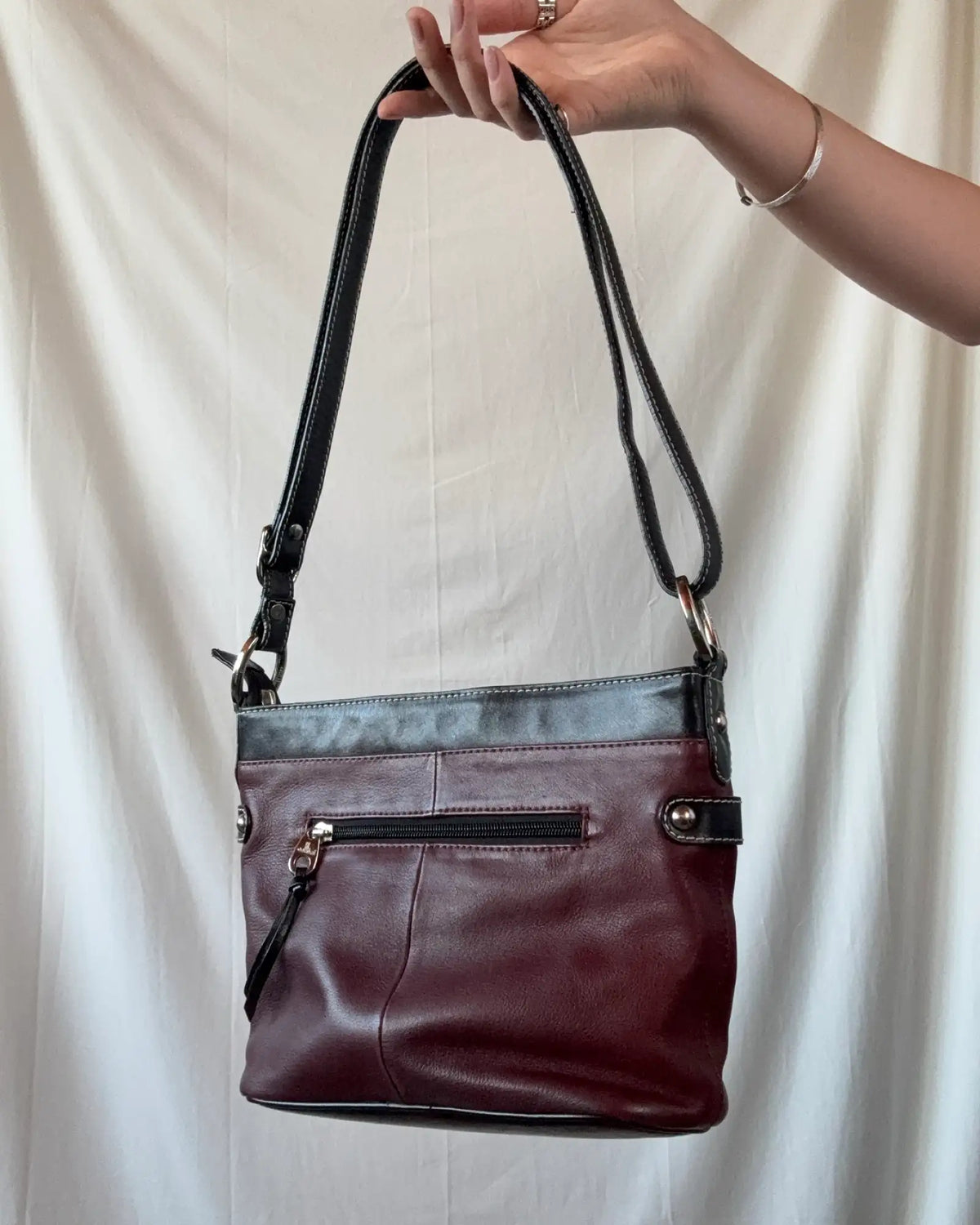 Burgandy and Black Hand Bag