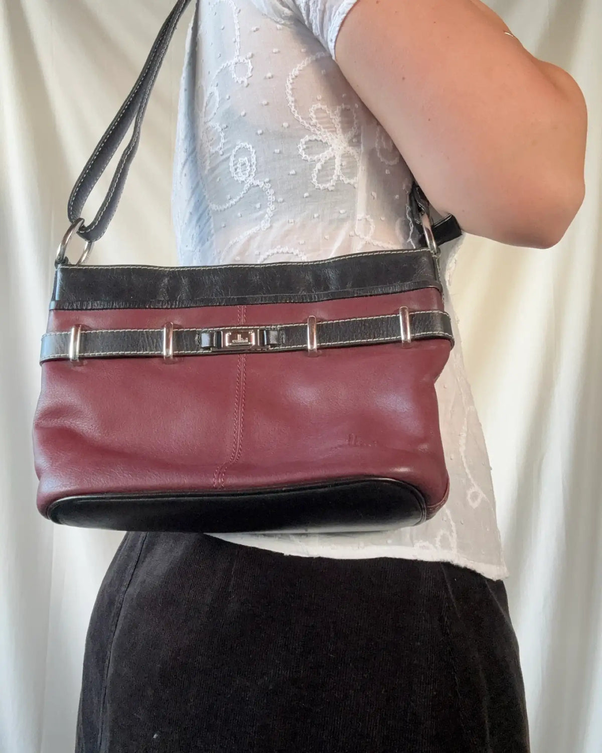 Burgandy and Black Hand Bag