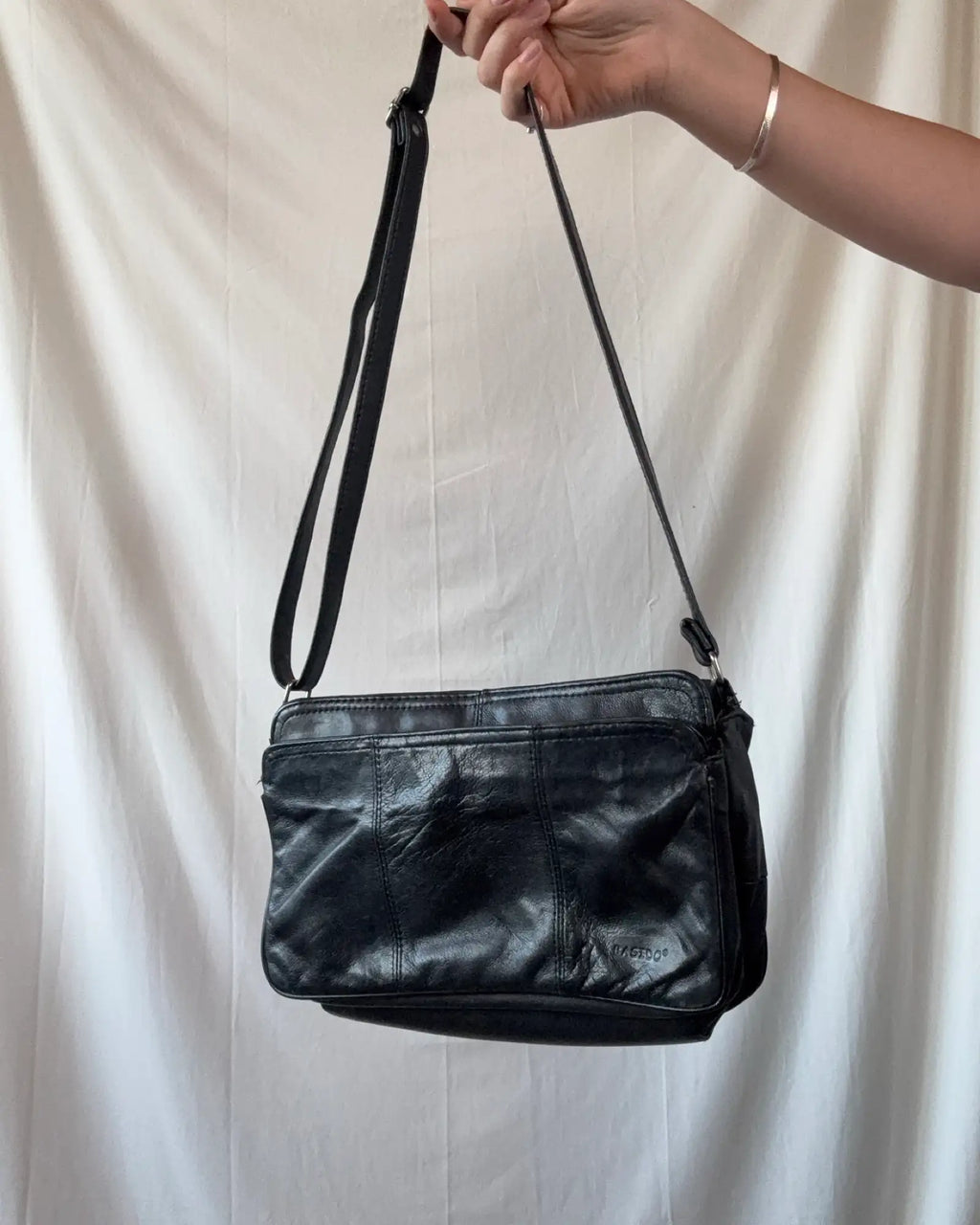 Black Leather Over Shoulder Bag