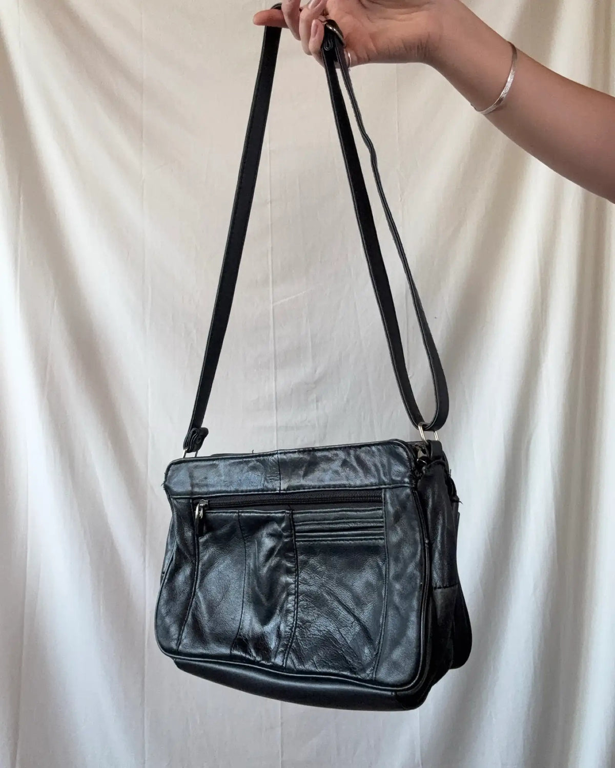 Black Leather Over Shoulder Bag