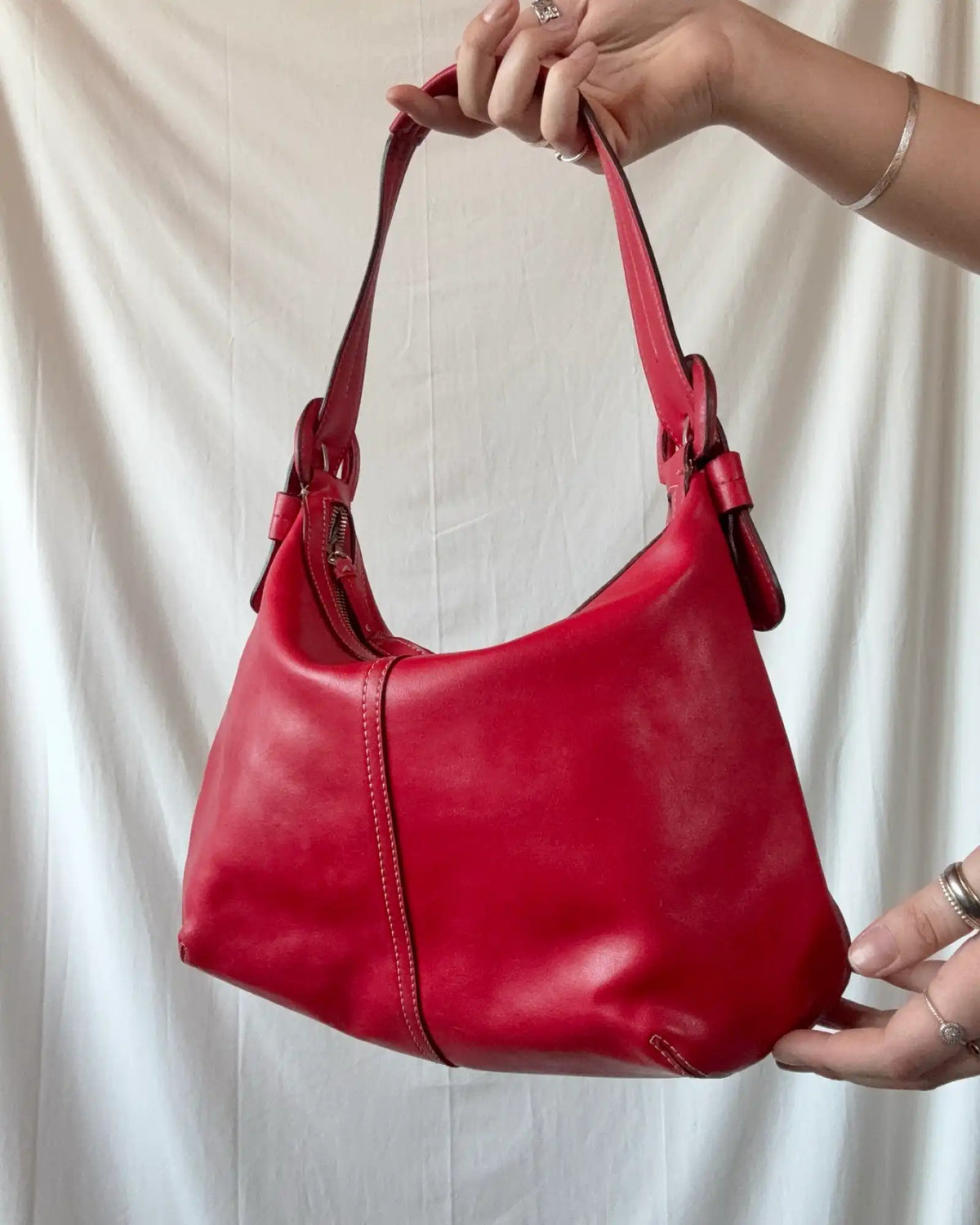 Red Buckle Shoulder Bag