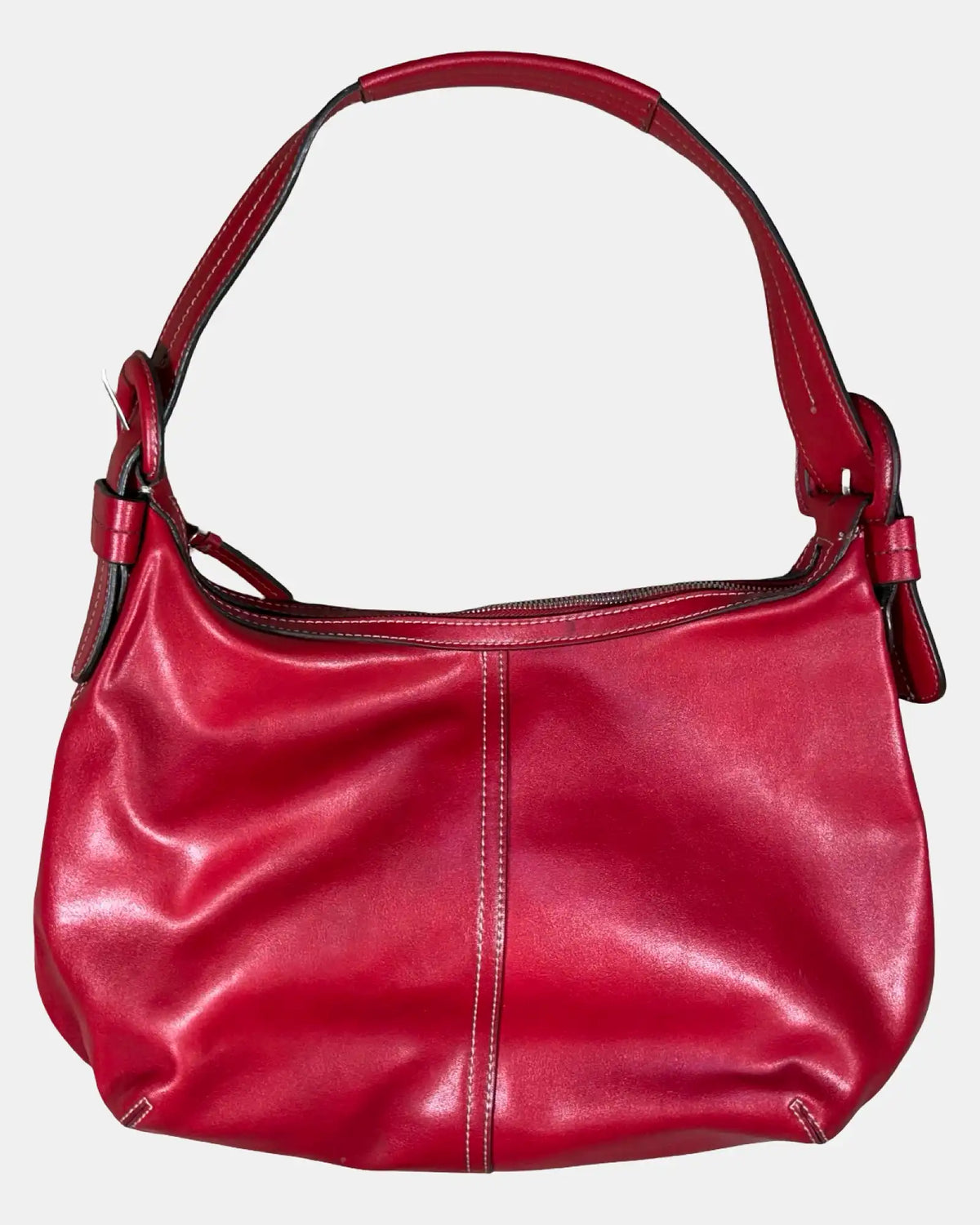 Red Buckle Shoulder Bag