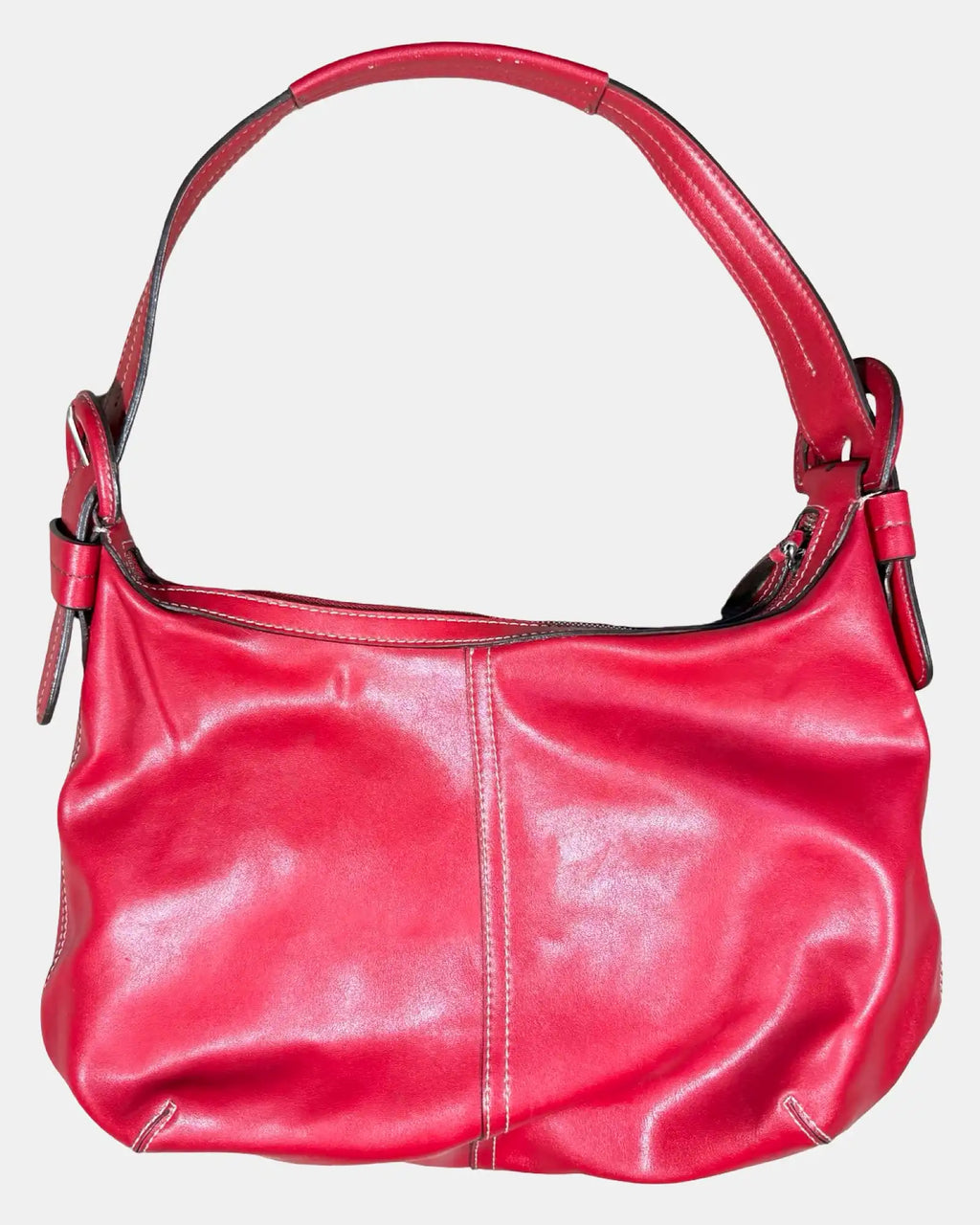 Red Buckle Shoulder Bag