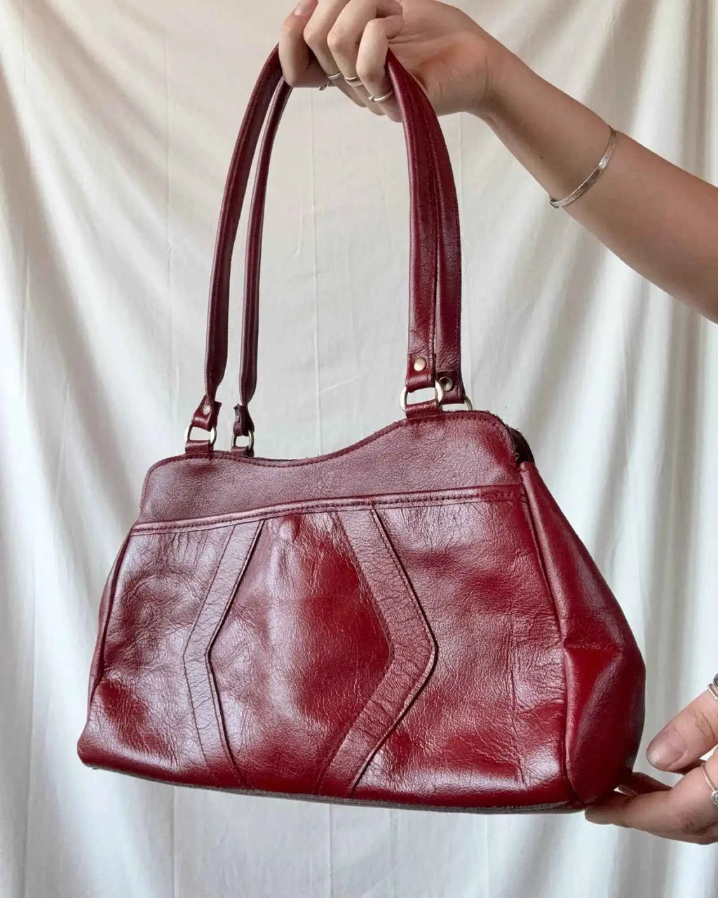 Red Genuine Leather Shoulder Bag