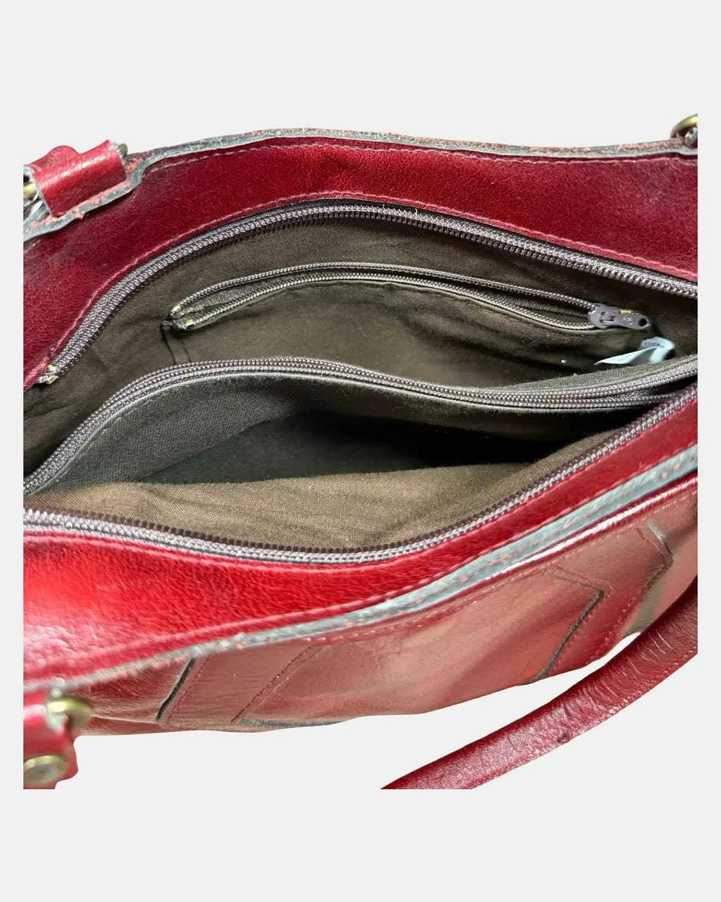 Red Genuine Leather Shoulder Bag