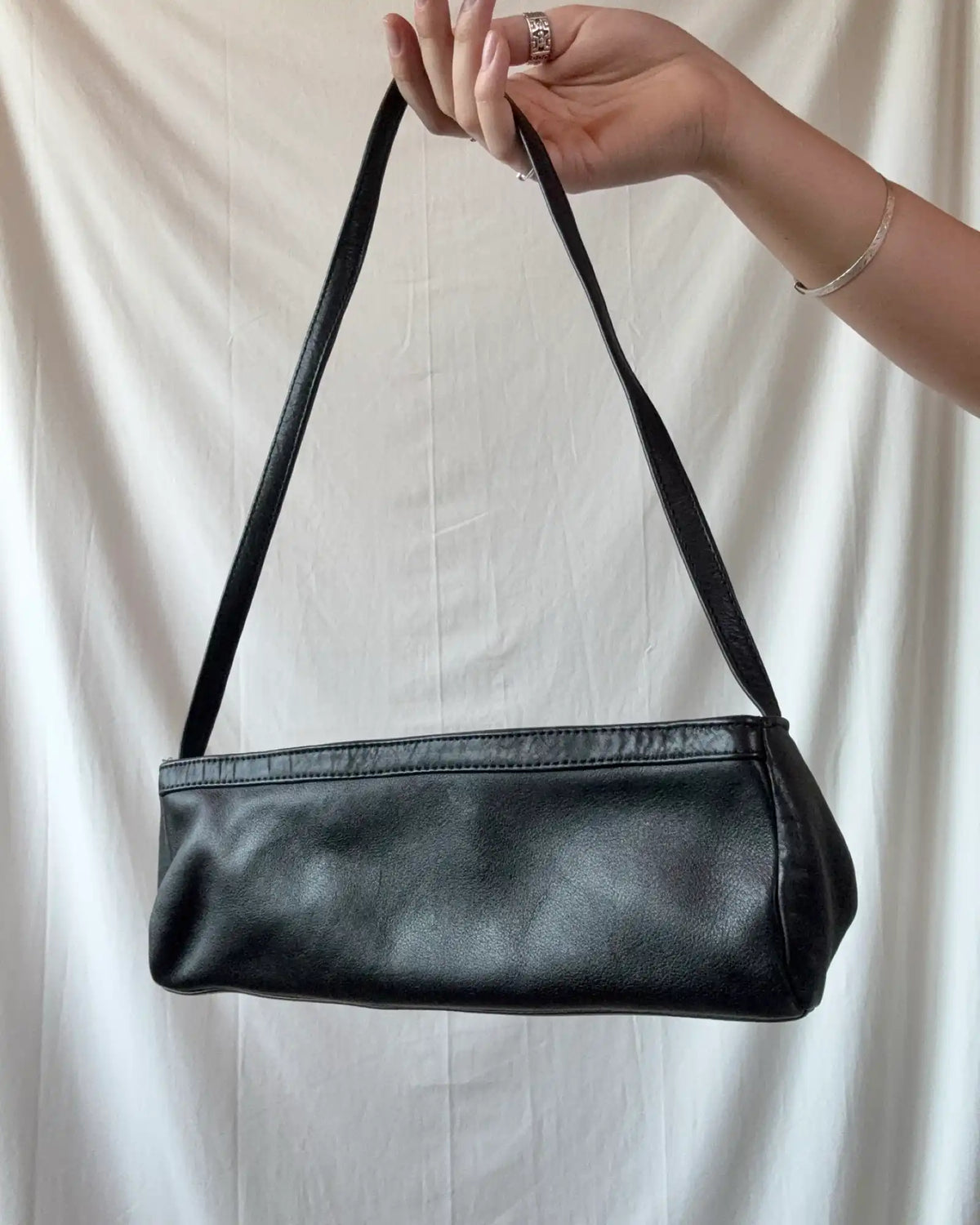 Black Leather Thin Shoulder Bag