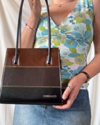 Tri-tone Faux Leather Square Bag