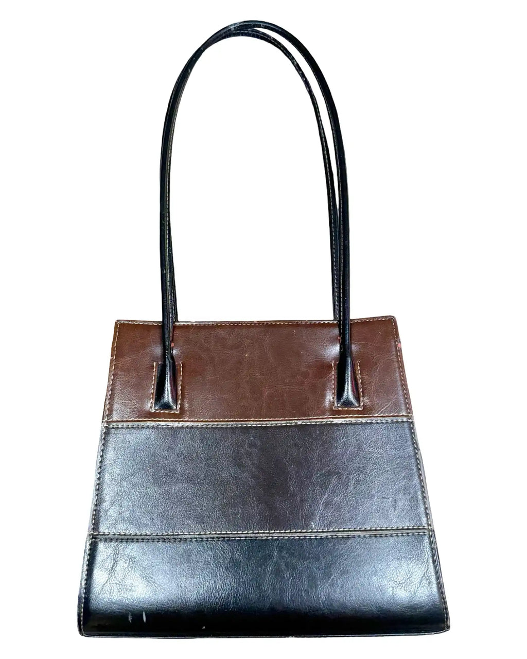 Tri-tone Faux Leather Square Bag