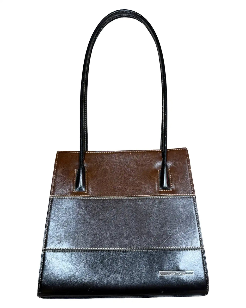 Tri-tone Faux Leather Square Bag