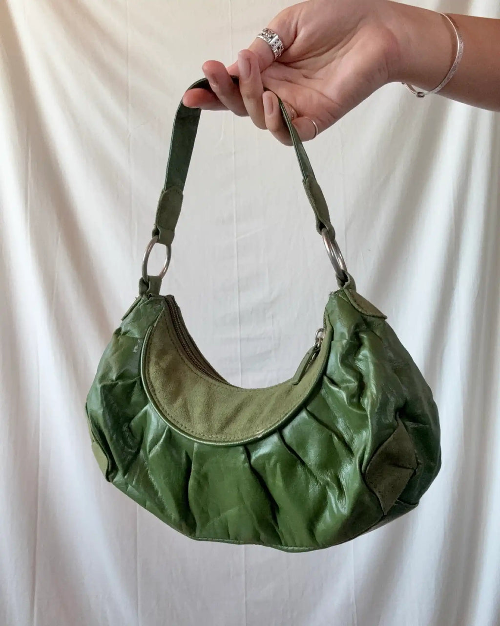 Mini Green Faux Leather Shoulder Bag