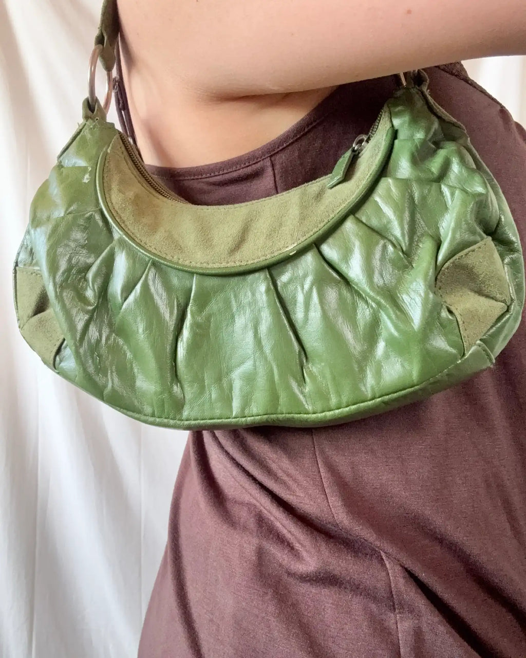 Mini Green Faux Leather Shoulder Bag
