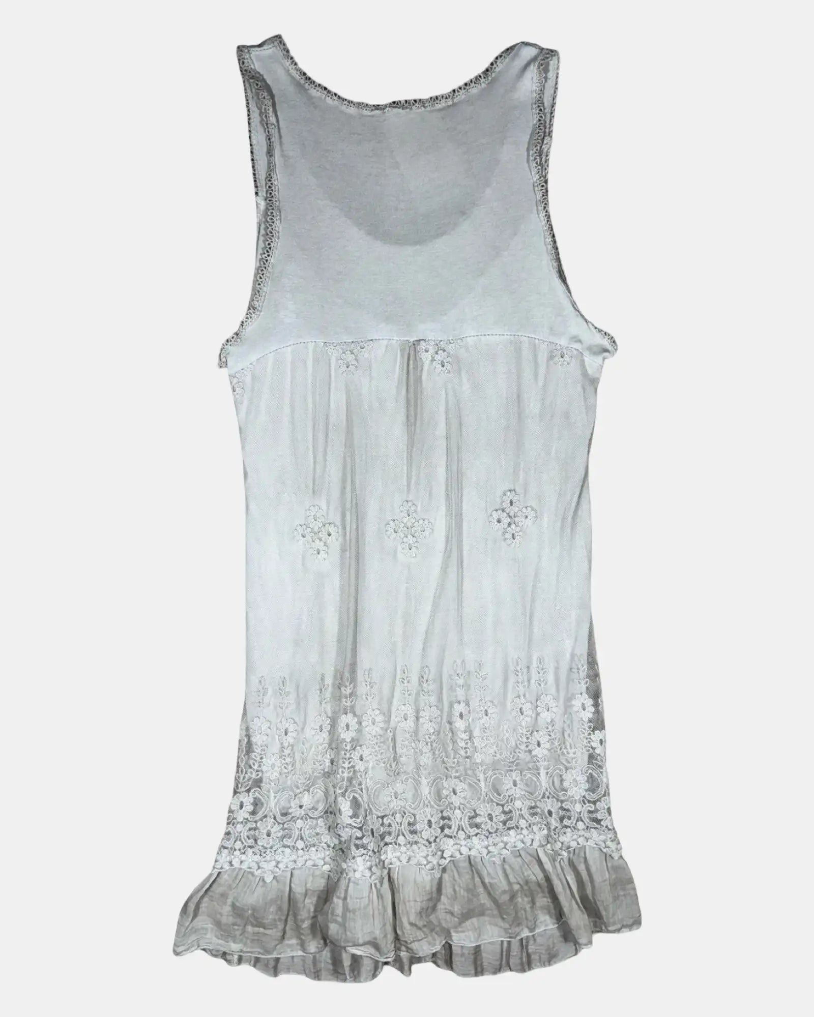 Grey Floral Mesh Dress