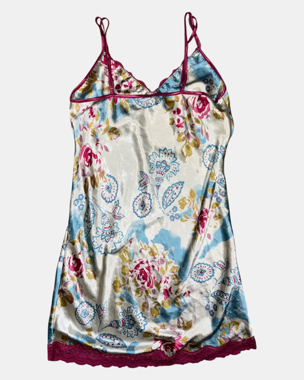 Colourful Slip Dress with Pink Trim