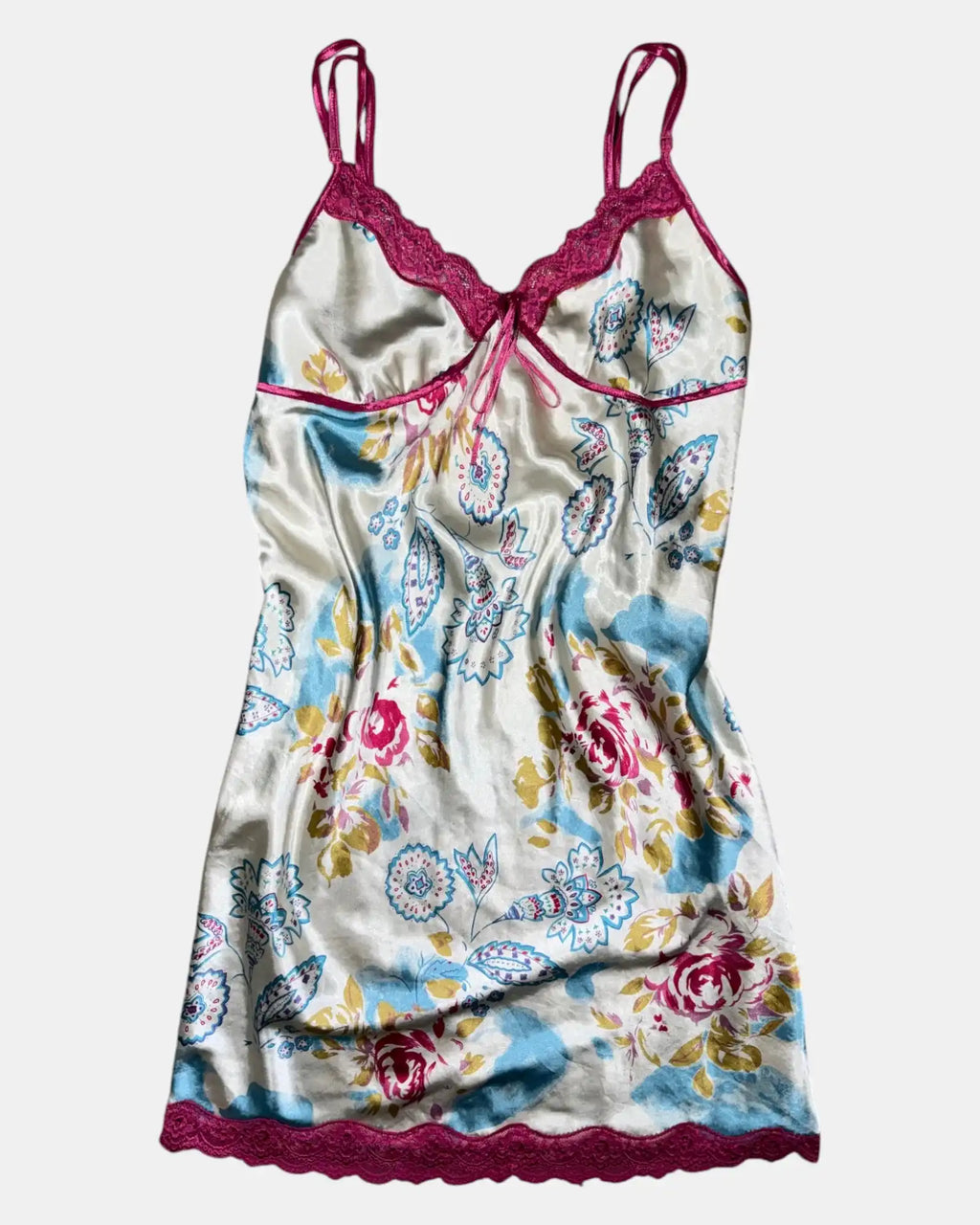 Colourful Slip Dress with Pink Trim