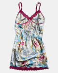 Colourful Slip Dress with Pink Trim