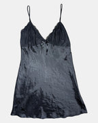 Black Slip Dress with Lace Detailing | Size 14