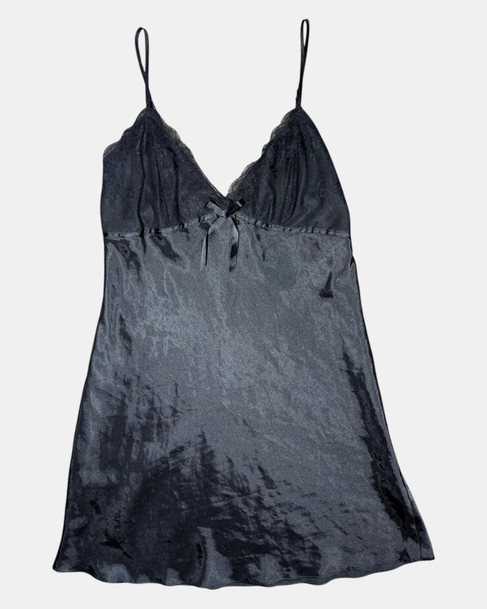 Black Slip Dress with Lace Detailing | Size 14