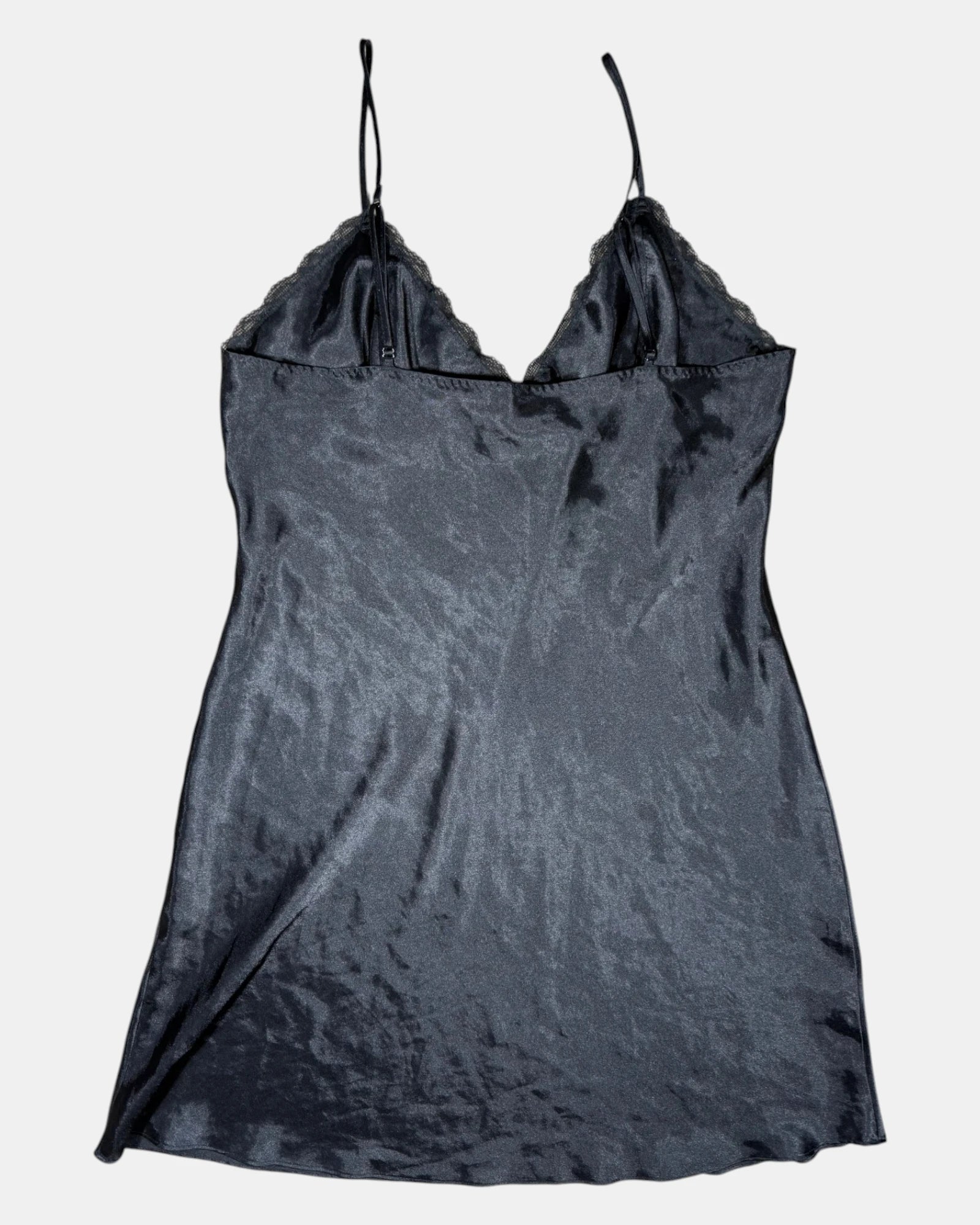 Black Slip Dress with Lace Detailing | Size 14