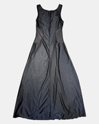 Long Black Slip Dress with Mesh Cut-outs | Est. Size 8-10 - Zip Vintage