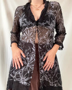 Black & Grey Long Cardigan Dress
