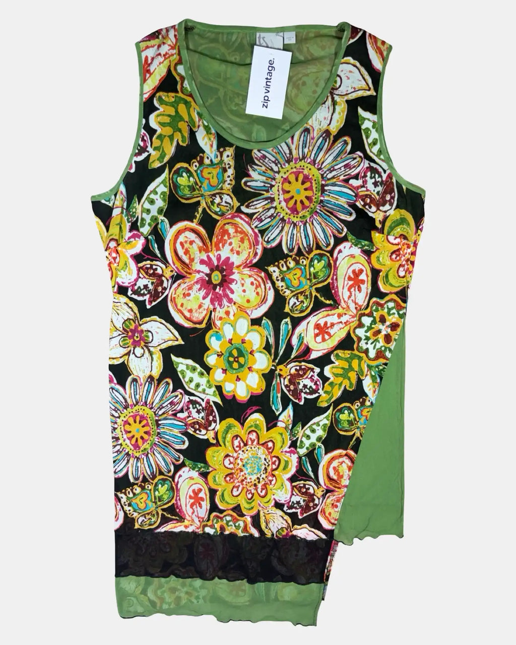 Green Yellow & Black Graphic Dress