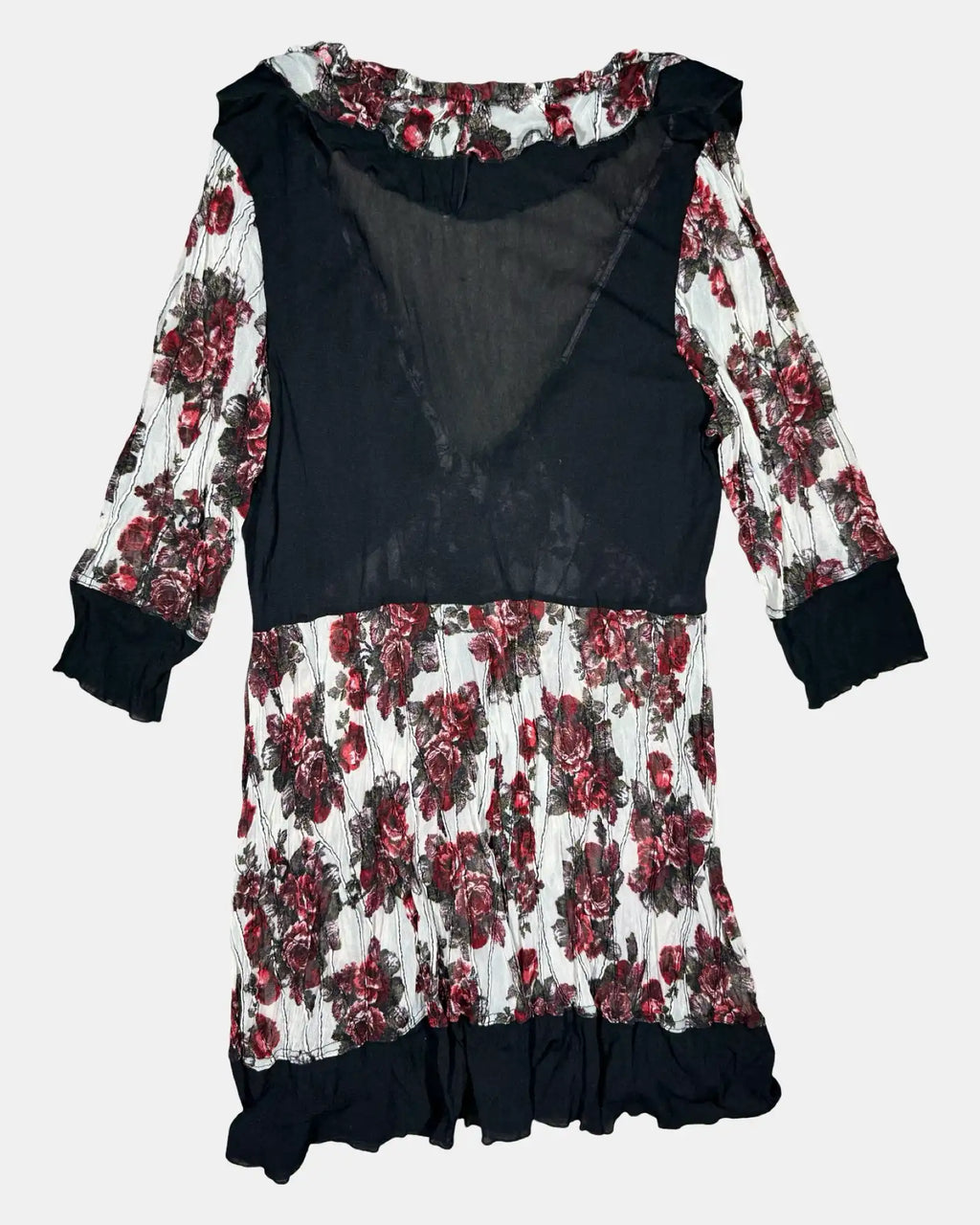Red & White Floral Mesh Dress