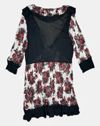 Red & White Floral Mesh Dress