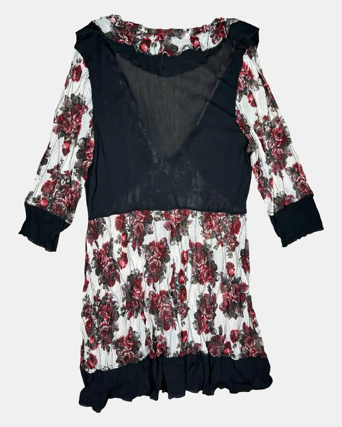 Red & White Floral Mesh Dress