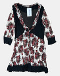 Red & White Floral Mesh Dress