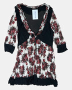 Red & White Floral Mesh Dress