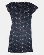 Black & Pink Floral Wrap Dress
