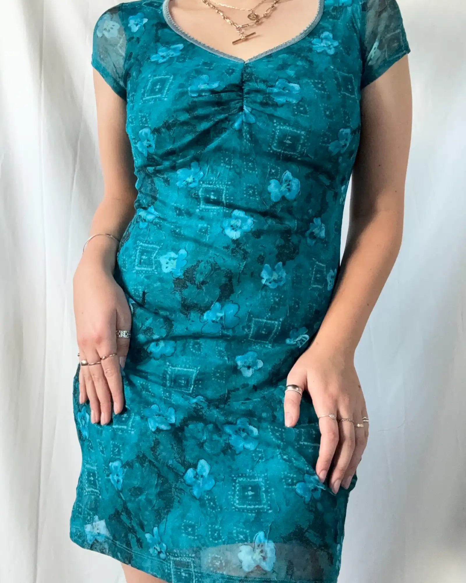 Vintage Blue Mesh Dress