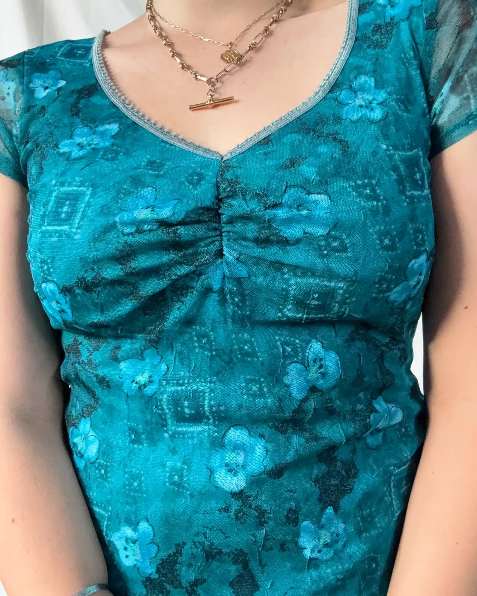 Vintage Blue Mesh Dress