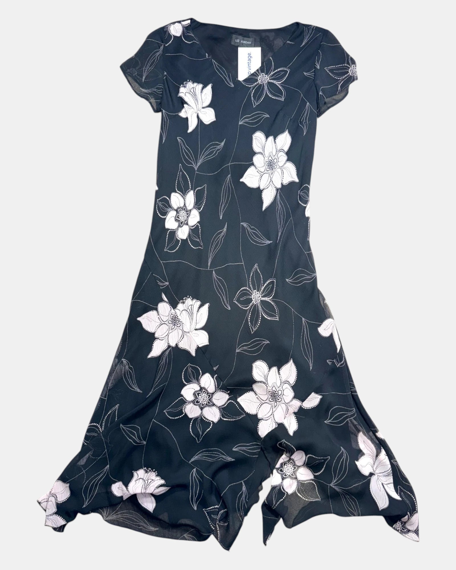 Black & Pink Floral Flowy Dress | Size 12