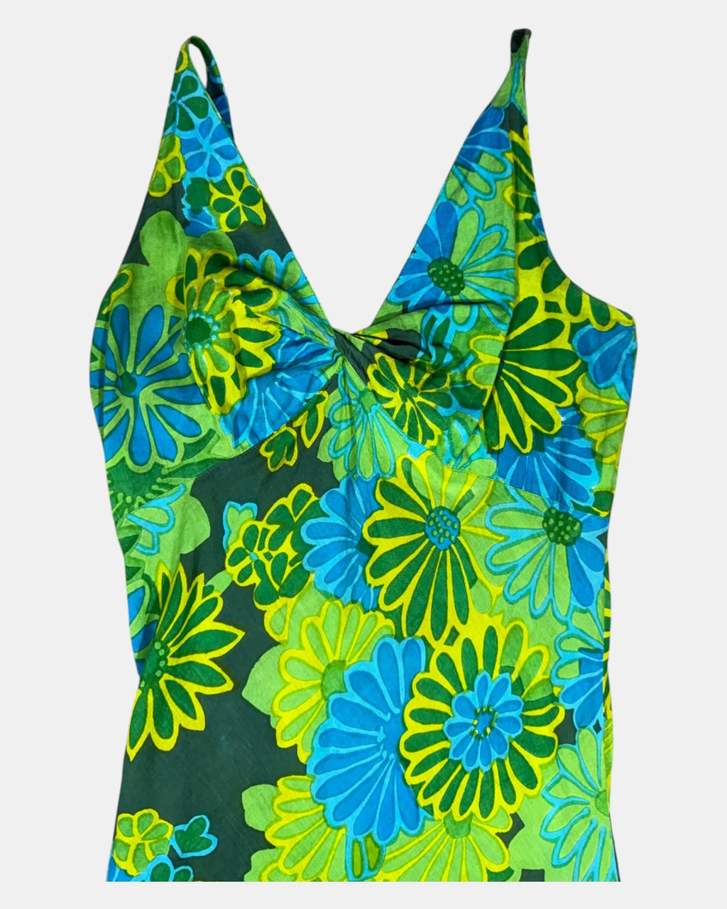 Green and Blue Floral Dress | Size M