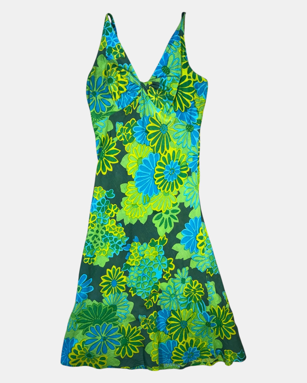 Green and Blue Floral Dress | Size M