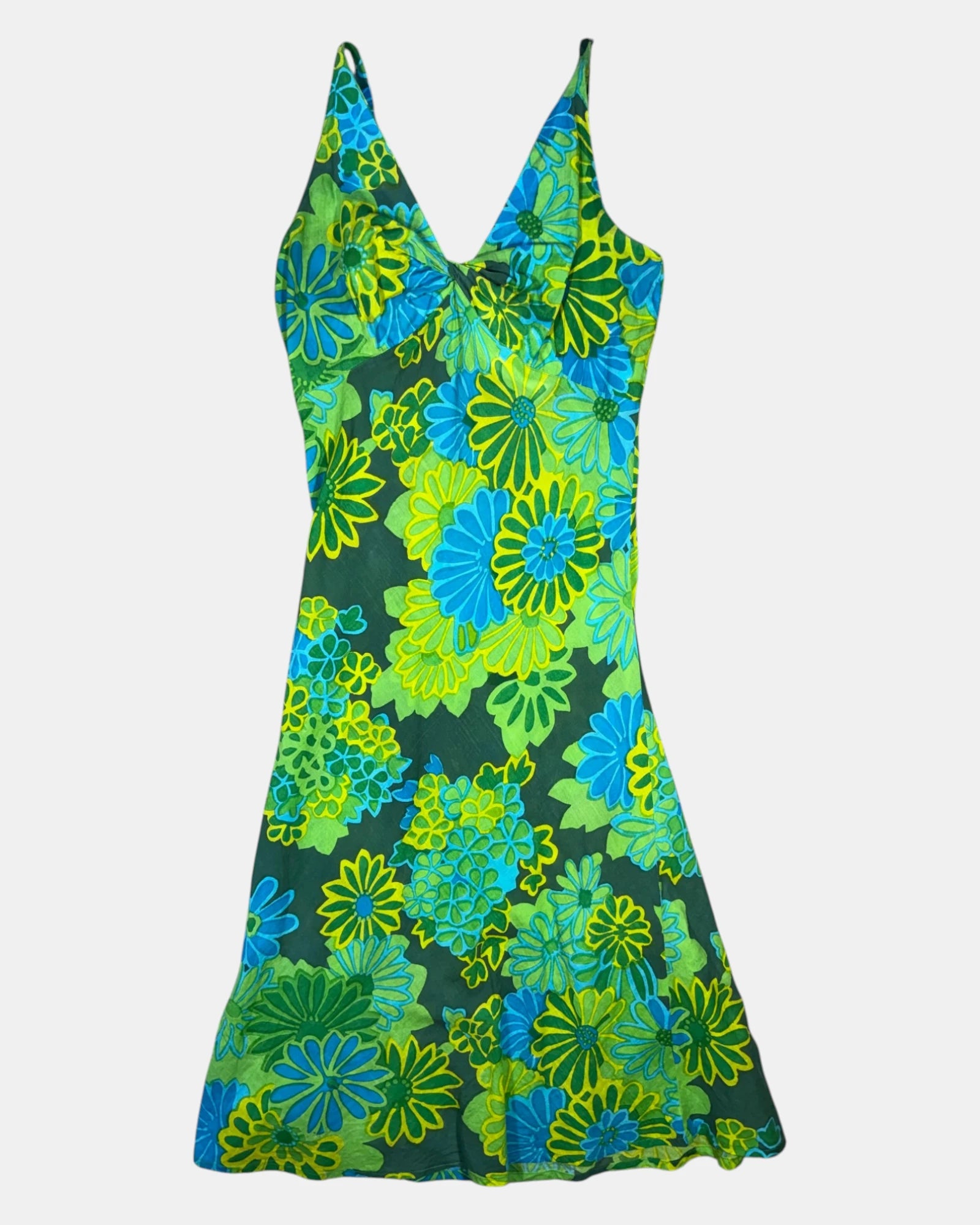 Green and Blue Floral Dress | Size M