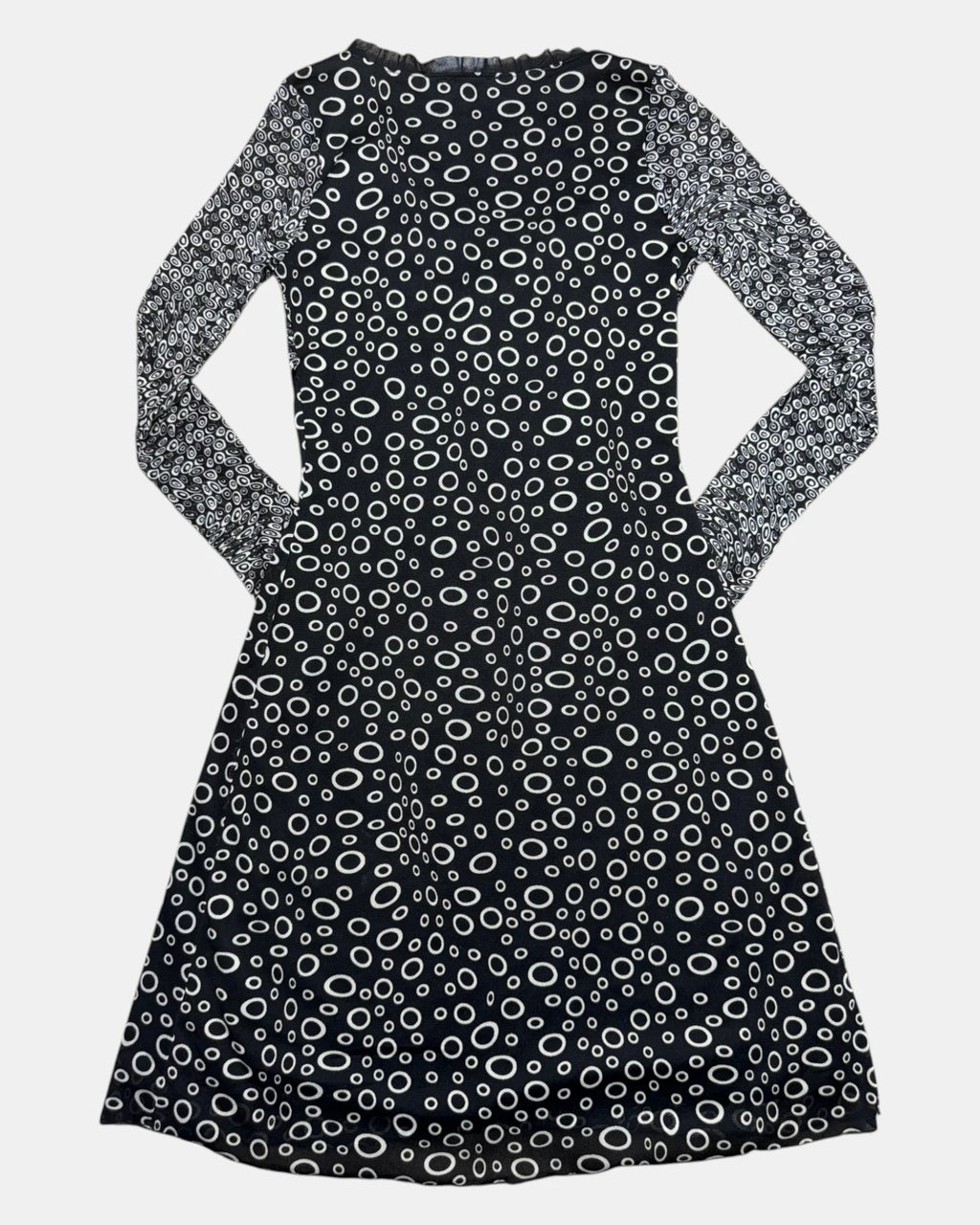 Black and White Mesh Long Sleeve Dress | Est. Size 10