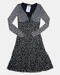 Black and White Mesh Long Sleeve Dress | Est. Size 10