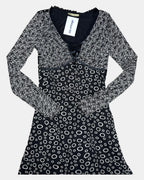 Black and White Mesh Long Sleeve Dress | Est. Size 10