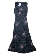 Black Maxi Dress with White Pink Design