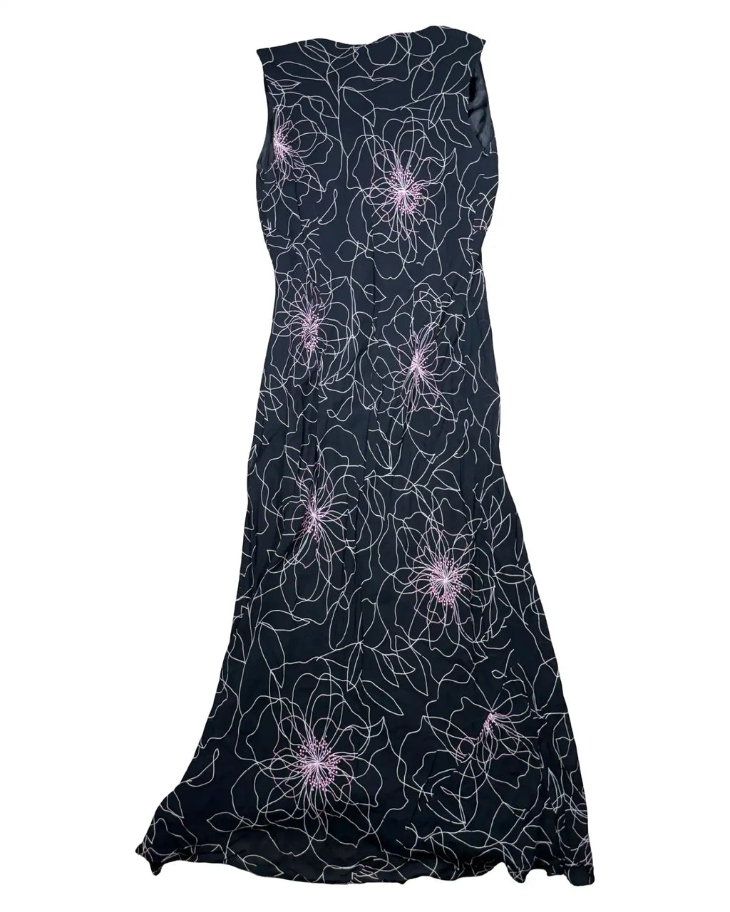 Black Maxi Dress with White Pink Design