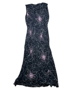 Black Maxi Dress with White Pink Design