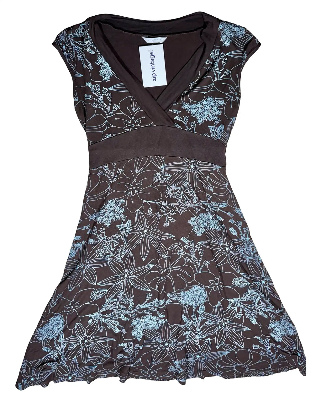 Brown and Blue Wrap Dress