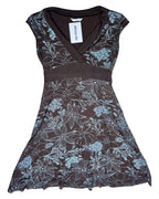 Brown and Blue Wrap Dress