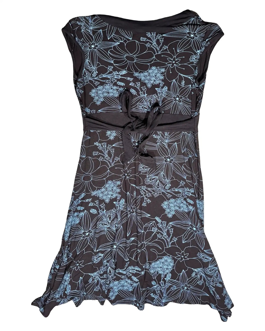 Brown and Blue Wrap Dress