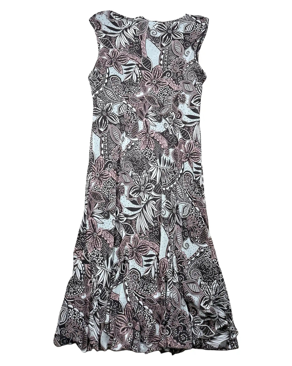 White Brown Pink Flowy Maxi Dress